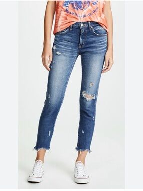 MOUSSY VINTAGE Glendele Skinny Leg Distressed Raw Hem Jeans Size 25